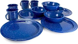 4-Person Enamelware Dining Set for Camping and Backpacking - Camping Gear Essentials for Camping and Backpacking by Caddis Sports product image