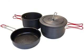 3 Piece Backpacker Hard-Anodized Cook Set - Camping Cookware with Carrying Bag (Made by Caddis Sports, Inc.) product image