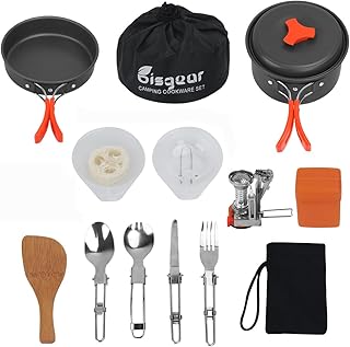 Bisgear 16pcs Camping Cookware Set - Backpacking Stove & Mess Kit - Pots, Pans & Accessories - Survival Gear product image