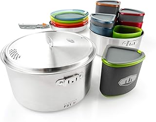 GSI Outdoors Glacier Stainless Camper 4 Person Packable Cookware & Dinnerware Set for Camping or Backpacking product image
