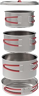 Coghlan's Stainless Steel Cook Set – Durable, Portable, and Lightweight Camping Cookware for Hiking, Backpacking, Outdoor Adventures, and Travel – Compact Mess Kit Includes Pots, Pans, and Lid Handles product image