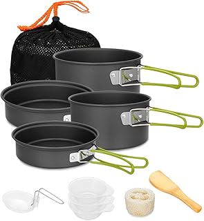 Gutsdoor Camping Cookware Set Camping Gear Campfire Utensils Non-Stick Cooking Equipment Lightweight Stackable Pot Pan Bowls with Storage Bag for Outdoor Hiking product image