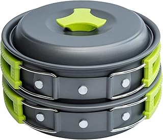 MalloMe Camping Cookware Mess Kit for Backpacking Gear – Camping Cooking Set - Camping Pots and Pans Set - Backpacking Stove/Portable Stove Compatible - Camp Kitchen Equipment Accessories Pot product image