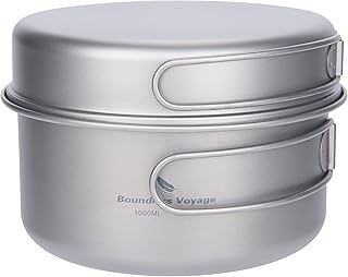 Boundless Voyage Outdoor Titanium Pot with Pan Set with Collapsible Folding Handle for Outdoor Camping Cooking Hiking Backpacking Portable Cookware product image