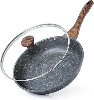 SENSARTE Nonstick Frying Pan Skillet with Lid, Omelet Pan with Cover, Healthy Egg Pan Chef's Pan, Kitchen Cooking Pan, PFOA Free (8inch + Glass Lid) product image