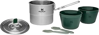 Stanley Adventure Stainless Steel Camping Cooking Set for Two 1.0L / 1.1 QT with Bowls and Sporks - 6 Piece Camp Cook Set - Stainless Steel Pot with Lid - Cookware for Backpacking and Camping product image