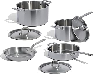 Made In Cookware – 7 Piece Stainless Steel Cookware Set – 5-Ply Stainless Clad – Includes Frying Pan, Saucepan, Saute Pan, Stock Pot – Professional Cookware – Crafted in Italy – Induction Compatible product image