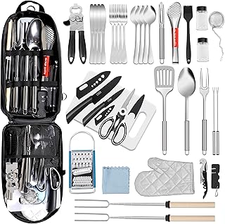 35-Piece Camping Kitchen Utensil Set – Portable Outdoor Cooking Utensils for Camping, RV, Backpacking & BBQ | Complete Camp Kitchen Gear Set with Carry Bag, Grilling Tools & Cooking Accessories product image