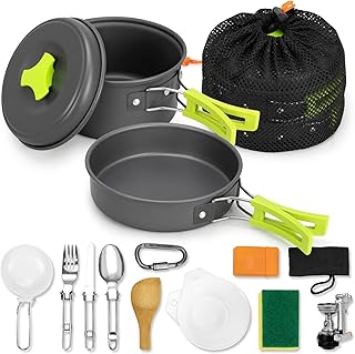 15pcs Camping Cookware Mess Kit,Non-Stick Lightweight Pots Set Portable Outdoor Cookware for Camping Backpacking Hiking Outdoor Cooking and Picnic product image