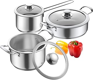 Aufranc Stainless Steel pots and pans set, 6 Piece Nonstick Kitchen Induction Cookware Set,Works with Induction/Electric and Gas Cooktops, Nonstick, Dishwasher product image
