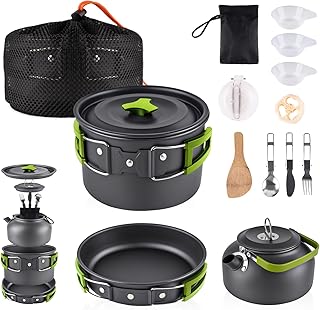 aiGear Camping Cooking Set Cookware Mess Kit with Storage Bag Pot Pan Set Camping Accessories for Outdoor Camping Hiking Picnic Portable and Lightweight Aluminum product image