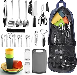 Berglander Camping Essentials, Camping Cooking Utensils Set, Camping Accessories Gear Must Haves, Come with Camping Silverware Sets, Plates and Cups, Great for Outdoor Stove, Picnic, BBQ product image
