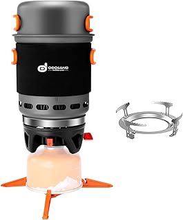 Odoland Heat Exchange Camping Pot with Backpacking Stove 7-In-1 Camping Cookware Mess Kit for Hiking, Trekking, Fishing and Picnic product image