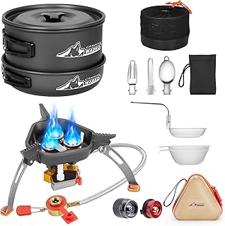 WADEO Camping Cookware Mess Kit with 7200W Camping Stove, 14PCS Non-Stick Camping Pot Pan Set with Stainless Steel Fork Knive Spoon for Camping Backpacking Hiking Outdoor Cooking and Picnic product image