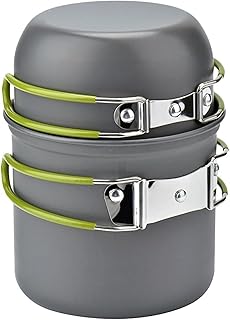 Camping Cookware Mess Kit Backpacking Pot Gear Camping Cooking Pots and Pans Set Camp Kitchen Equipment Accessories Green 4.88 x 6.57 inch product image