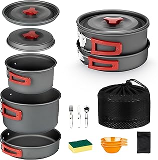 Alocs Camping Cookware, Portable Camping Essentials with Accessories, Camping Gear Camping Cooking Set for Outdoor Cooking, Backpacking, Hiking and Picnic. product image