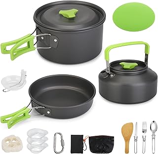 16pcs Camping Cookware Mess Kit, Portable Outdoor Cookware with Bowls Forks Knives Spoons Suitable for Camping Backpacking Hiking Outdoor Cooking and Picnic product image