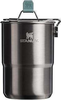 Stanley Wildfare Go 4-Piece Stainless Steel Two Cup Cook Set | 32 oz Pot and Lid with Fold & Lock Handle | 2 Stacking Cups | Camping Essentials for Your Camp Kitchen | BPA-Free | Shale + Charcoal product image