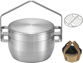 CAMPINGMOON 1.5 Quart Stainless Steel Dutch Oven 6-Inch 2 in 1 Skillet Lid Solo Camping Cookware Set DO-25 product image