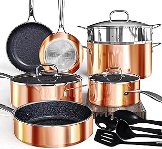Deluxe DUXANO 14PC Healthy Pots and Pan With 9H Anti-scratch Coating, 2-Layer Non-Stick Ceramic&PFAS Free, Sensitively&Evenly Induction Cooking, Enhanced Flavor with Infrared Cookware, Dishwasher Safe product image