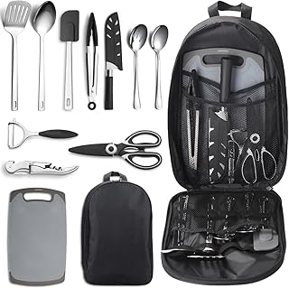 Camping Essentials, Evanda Camping Cooking Utensils, Travel Essentials, Portable Camping Kitchen Utensil Set for Travel, Picnics, RVs, Camping, BBQs, Parties product image