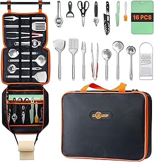 Gaialoop Portable Camping Cooking Utensils Set, Camp Kitchen Set with Organizer Bag, RV Essentials Outdoor Cooking Utensil Kit for Travel, Picnics, Camping, BBQs, Parties product image