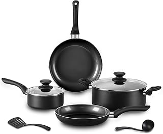 8pcs Black Ceramic Pots and Pans Set, Cooking Pan Set,Cooking Pot Set Ceramic Pan Set, Nonstick Cookware Set, Induction Safe Kitchen Cooking Set with Frying Pans, Saucepans, shovel and Ladle product image