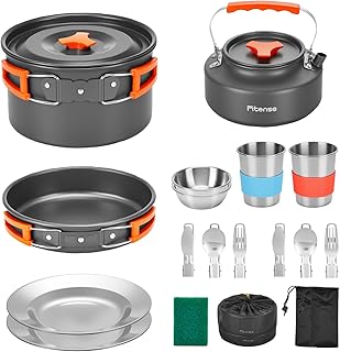 21Pcs Camping Cookware Mess Kit for 2, Lightweight Camping Kitchen Pots and Pans Set, Portable Cooking Essentials for Backpacking, Hiking and Picnic product image