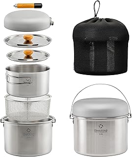 Thous Winds Camping Cookware Set, 304 Stainless Steel Camping Cooking Set, Campfire Pots and Pans with Storage Bag, for Outdoor Camping Kitchen Picnic Cooking product image