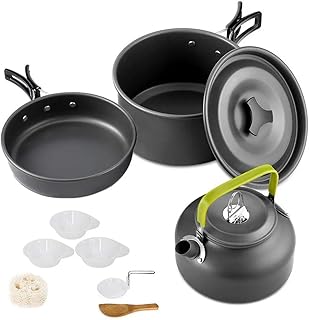 Camping Cookware Set Aluminum Nonstick Portable Outdoor Tableware Kettle Pot Cookset Cooking Pan Bowl for Hiking BBQ Picnic product image
