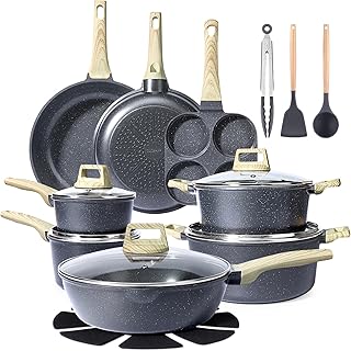 GiPP Ceramic Pots and Pans Set Non Stick - 22Pcs Nonstick Cookware Set, Non-Toxic Healthy Kitchen Cooking Set w/Frying Pans Set, Dishwasher Safe, PFAS PTFE PFOA PFOS Free, Dark Gray product image