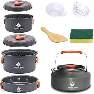Camping Cookware Mess Kit for Backpacking Gear – Camping Cooking Set - Camping Pots and Pans Set - Camp Kitchen Equipment Accessories Pot product image
