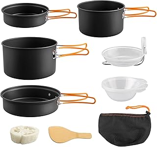 FUNYKICH Camping Pots and Pans Set, Non-Stick Camping Cooking Set, Lightweight Camping Cookware with Storage Bag for Camping, Backpacking, Outdoor Cooking & Picnic product image