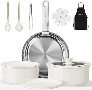 14 pcs Stainless Steel Cookware Set, Detachable Pots and Pans Set with Removable Handle, Non Toxic Space Saving RV Camping Cookware Set, Induction Cookware, Dishwasher & Oven Safe product image