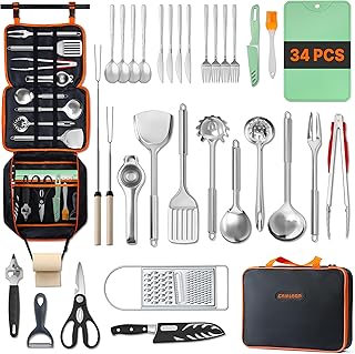 Gaialoop Portable Camping Cooking Utensils Set, Camp Kitchen Set with Organizer Bag, RV Essentials Outdoor Cooking Utensil Kit for Travel, Picnics, Camping, BBQs, Parties product image