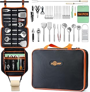Portable Camping Cooking Utensils Set, Camp Kitchen Set with Organizer Bag, RV Essentials Outdoor Cooking Utensil Kit for Travel, Picnics, Camping, BBQs, Parties product image