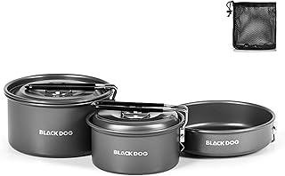 Blackdog Ultralight Camping Cookware Set - 3-Piece Compact Nesting Pot & Pan Set, 1.3Lbs Aluminum Camping Cooking Set for Backpacking Stove, 2-4 Person Outdoor Camping Hiking Picnic product image