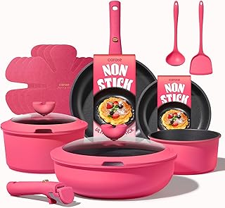 CAROTE 15pcs Pots and Pans Set Non Stick, Cookware Set Non Toxic with Detachable Handle, Induction Kitchen Cooking Set, Dishwasher/Oven Safe, RV/Camping Cookware product image