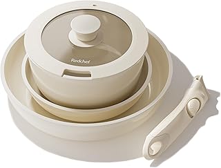 Redchef Truly Non Toxic Pots and Pans Set Non Stick, Upgraded Ceramic Pan and Pot Set, PFAS PTFE PFOA PFOS Free, Kitchen Cookware Set with Detachable Handle, RV Camping with Frying Pans Set product image