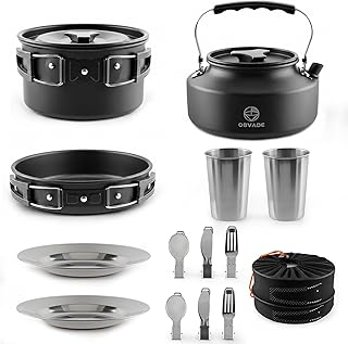Camping Cooking Set 17-Piece with Kettle,Non-Stick Camping Cookware-Lightweight Backpacking Pots and Pans, Travel Hiking Pan Kit for Outdoor, RV Camp Cook Set, Mesh Bag Included product image