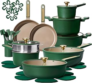 CAROTE Pots and Pans Set Non stick, Cookware Set, 31pcs NonStick Kitchen Set Induction Cookware Non-toxic Cooking Set, Green product image
