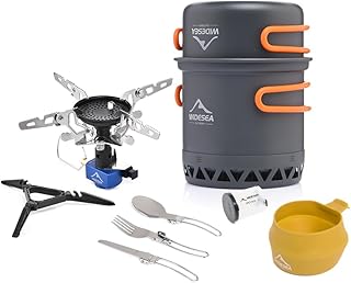 widesea 8PCS Camping Cookware Mess Kit Backpacking Outdoor Lightweight with Pot Pan Tableware product image
