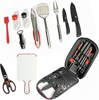 12 Pcs Camping Cooking Utensil Set, Camp Kitchen Set with Organizer Bag, Stainless Steel Outdoor Cooking and Grilling Utensil Organizer for Travel, Picnics, Camping, BBQs, Parties product image