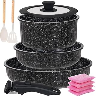 Vivicreate 11 Piece Pots and Pans Set Nonstick with Removable Handle, Induction Cookware, Stackable Kitchen Set for RV Camping Apartment, Frying Pan and Saucepan (Black) product image