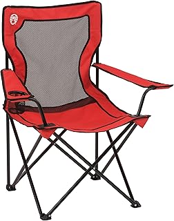 Coleman Broadband Mesh Quad Camping Chair with Carry Bag & Cup Holder, Cooling Mesh Back with Adjustable Arms, Great for Camping, Tailgating, Firepits, Patio, & More product image