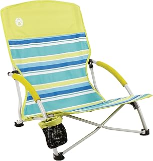 Coleman Utopia Breeze Lightweight Beach Chair with Cup Holder, Comfortable Portable Outdoor Chair with Carry Bag, Supports up to 250lbs, Great for Beach & Yard product image