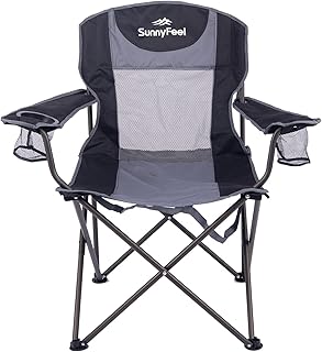 SUNNYFEEL Folding Oversized Camping Chair, Padded Portable Lawn Chairs for Adults Heavy Duty 300 LBS, Folding Camp Quad Chair High Back with Cup Holder,Armrest for Picnic,Beach,Sports product image