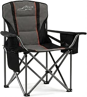 FAIR WIND Oversized Camping Chair 500LBS Capacity Heavy Duty Padded Folding Chair for Heavy People Portable Lawn Chair with Adjustable Lumbar Support, Cooler Bag & Cup Holder for Outdoor, Beach product image