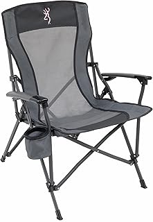 Browning Folding Camping Chairs for Adults - Durable Mesh Fabric Over Sturdy Powder Coated Steel Frame, Armrests Cup Holder, and Shoulder Carry Bag product image
