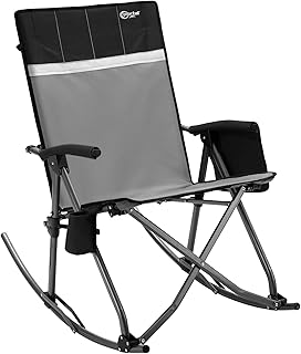 Portal Oversized Folding Rocking Camping Chair for Adults, Portable & Foldable Outdoor Lawn Rocker Chairs with High Back Hard Armrests Carry Bag for Outside, Camp, Patio, Supports 400lbs, Grey&Black product image